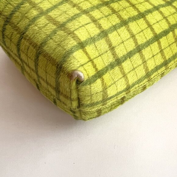 MIU MIU Green Plaid Pony Hair Leather Mini Tote Bag with Coin Card Holder - Picture 10 of 15